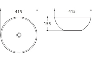 Раковина керамическая накладная AM-104, цвет белый, 415х415х155 - 2