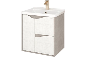Тумба с раковиной Onika Брендон 60 камень светлый/бетон крем (106138)