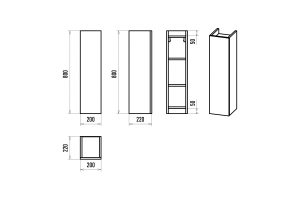 Шкаф-пенал Misty Поло 20 черный матовый - 3