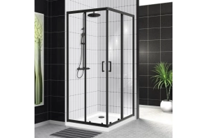 Душевой уголок BelBagno Uno 100х100 профиль черный матовый стекло прозрачное