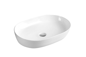 Раковина керамическая накладная AM5415-W, цвет белый глянец, 610x410x135 мм