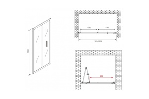 Душевая дверь Abber Sonnenstrand 120 черная стекло прозрачное - 2