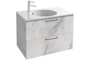 Тумба для комплекта Jacob Delafon Odeon Rive Gauche 80 белый мрамор, 2 ящика, ручки черные