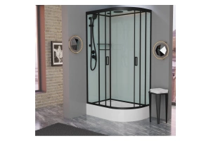 Душевая кабина Frank 120х80 левая черная стекло матовое - 2