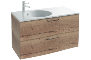 Тумба для комплекта Jacob Delafon Odeon Rive Gauche 100 дуб табак, 2 ящика, ручки черные