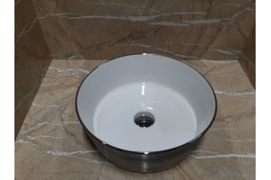 Раковина накладная CeramaLux NC 36.5 см белый/серебро (C1054)