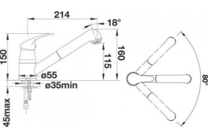 Смеситель для кухонной мойки Blanco Daras серый (524192) - 3