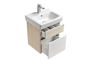 Тумба под раковину подвесная Aquaton Верди 50 белый-светлое дерево - 3