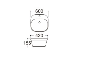 AQ5042-00 АМАДЕО раковина накладная 500*420*150 - 2