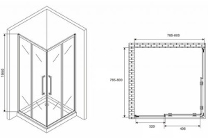 Душевой уголок Abber Schwarzer Diamant 80х80 хром (AG02080H) - 3