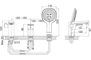 Смеситель D&K Berlin Technishe DA1434915 на борт ванны - 3