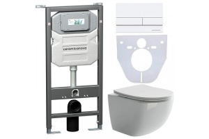 Комплект подвесного унитаза с инсталляцией Ceramica Nova Forma с кнопкой Flat белой матовой