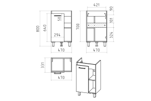 Тумба под раковину Misty Крафт 50 белая - светлое дерево - 3