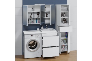 Тумба с раковиной над стиральной машиной напольная Санта Марс 59 белый - 3