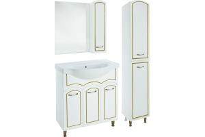 Тумба для комплекта Bellezza Амелия 80 белая, патина золото - 2