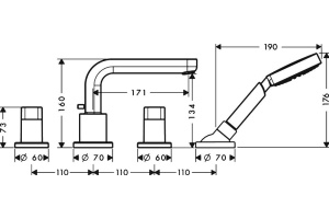Смеситель Hansgrohe Metris S 31446000 на борт ванны - 2