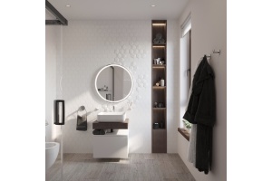 Мебель для ванной STWORKI Ольборг 60 столешница дуб карпентер, без отверстий, с тумбой 60, с раковиной STWORKI Soul 1 белой - 2