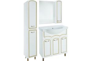 Зеркало-шкаф Bellezza Амелия 70 R, белое, патина золото - 2