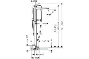 Смеситель hansgrohe Metropol для ванны однорычажный, напольный, с рычаговой рукояткой, 32532990, полированное золото - 2