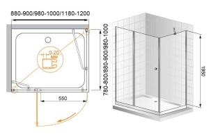 Душевой уголок Cezares Elena 120х80 хром стекло рифленое - 3