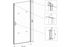 Душевая дверь в нишу Veconi Vianno VN-43B 90 см, профиль черный - 2
