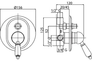 Смеситель Cezares Elite VDIM-01-Bi С ВНУТРЕННЕЙ ЧАСТЬЮ - 2