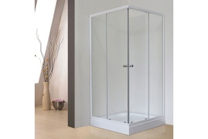 Душевой уголок Royal Bath HP 90х90 с поддоном профиль белый стекло прозрачное