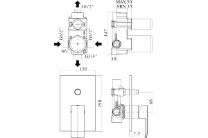 Смеситель Paffoni Elle EL015CR/M С ВНУТРЕННЕЙ ЧАСТЬЮ, для душа - 2