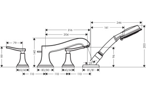 Смеситель Hansgrohe Metropol Classic 31441000 на борт ванны - 3