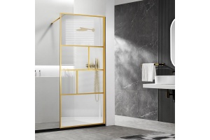 Душевая перегородка Vincea Walk-In 120х200 профиль брашированное золото стекло рифленое 