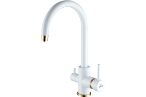 Смеситель для кухни Paulmark Essen белый матовый - бронза