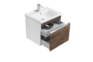 Тумба под раковину Aquaton Капри 60 белый-темное дерево - 3