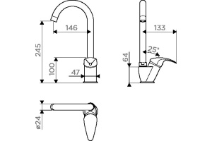 Смеситель Omoikiri Umi AB для кухонной мойки - 3