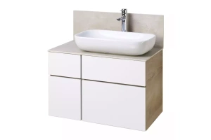 Тумба с раковиной Лола 60 и столешницей Aquaton Мишель 80 белый-светлое дерево