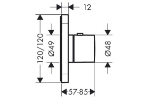 AX Citterio E Встраиваемый термостат для душа 12x12, 1 потреб, (внешняя часть), цвет: хром - 2