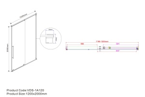 Душевая дверь в нишу Vincea Arno 120x200 профиль черный стекло тонированное - 3