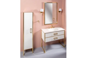 Тумба под раковину моноблок Boheme Armadi Art Monaco 100 белый глянец - золото - 2