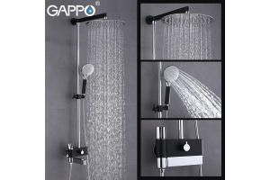 Душевая система Gappo, излив является переключателем на лейку черный/хром G2481 - 3