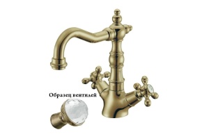 Смеситель для раковины высокий Boheme Medici бронза с прозрачным Swarovski