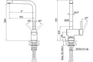 Смеситель для кухни Paulmark Spring брашированное золото - 2