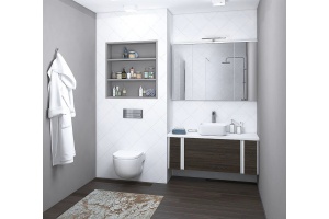 Модуль для тумбы с бутылочницей Aquaton Брук 20 белый-темное дерево  - 2