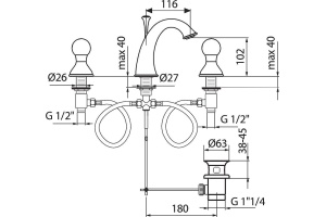 Смеситель для раковины Webert Karenina золото (KA750101017) - 2
