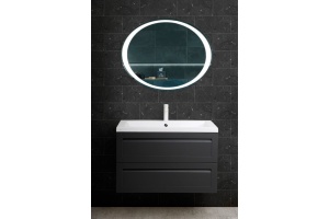 PLATINO База под раковину подвесная с двумя выкатными ящиками, Серый матовый AM-Platino-900-2C-SO-GM-Cer