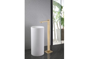 Смеситель для раковины напольный Abber Daheim золото матовое - 2