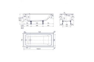 Ванна чугунная Delice Parallel 160х70 с ручками и антискользящим покрытием  - 2