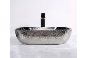 Раковина накладная CeramaLux NC 50 см черный/серебро (D1302H020)