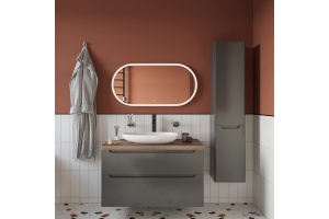 Тумба с раковиной STWORKI Берген 100 серая с темной столешницей, Bocchi Etna 1114-001-0125 - 2