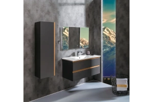 Тумба под раковину Armadi Art Capolda 100 черный - светлое дерево  - 3