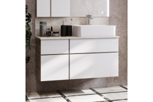 Тумба с раковиной Mila 50 и столешницей Aquaton Мишель 100 белый-светлое дерево - 3