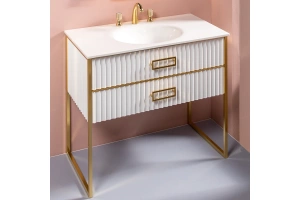 Тумба под раковину моноблок Boheme Armadi Art Monaco 100 белый глянец - золото